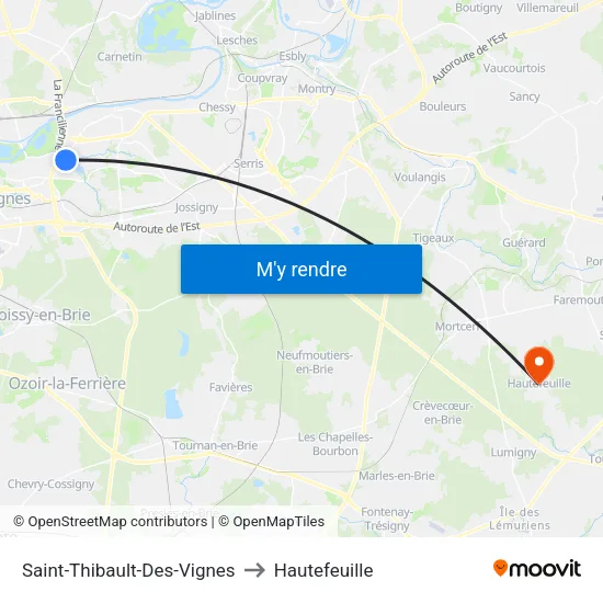Saint-Thibault-Des-Vignes to Hautefeuille map