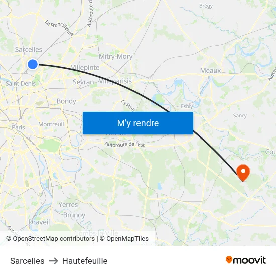 Sarcelles to Hautefeuille map