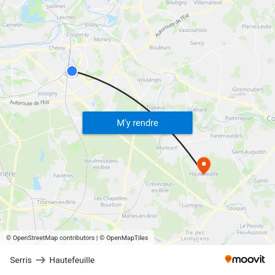 Serris to Hautefeuille map