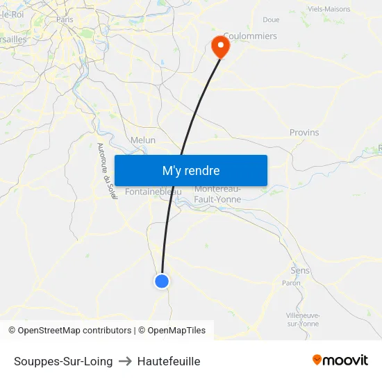 Souppes-Sur-Loing to Hautefeuille map