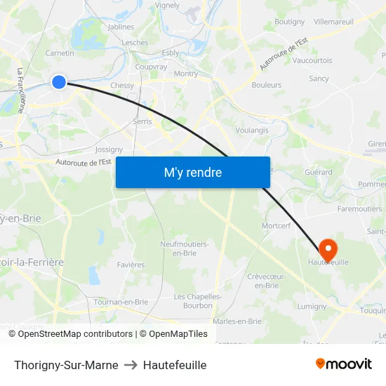 Thorigny-Sur-Marne to Hautefeuille map