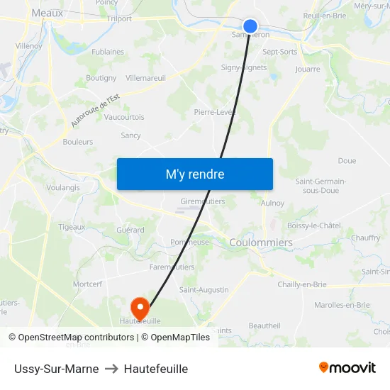 Ussy-Sur-Marne to Hautefeuille map
