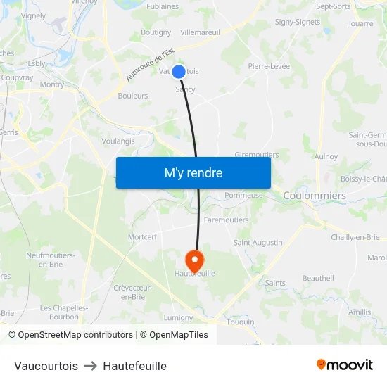 Vaucourtois to Hautefeuille map