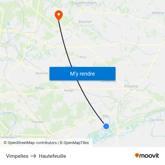 Vimpelles to Hautefeuille map