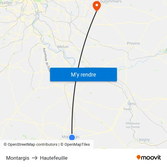 Montargis to Hautefeuille map