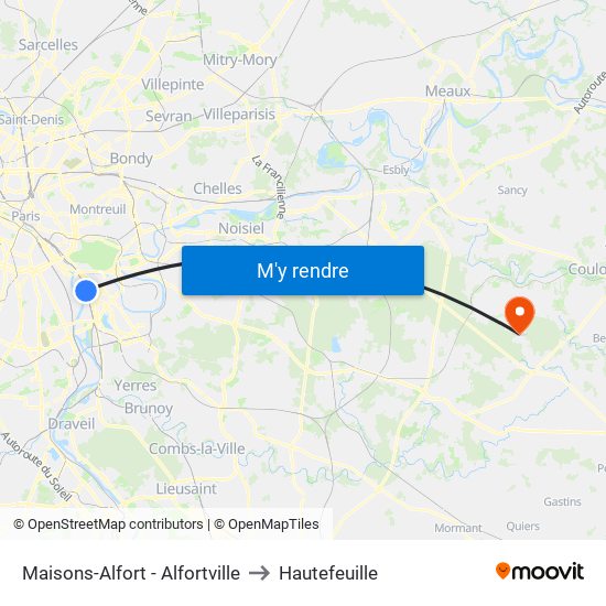 Maisons-Alfort - Alfortville to Hautefeuille map