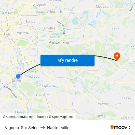 Vigneux-Sur-Seine to Hautefeuille map
