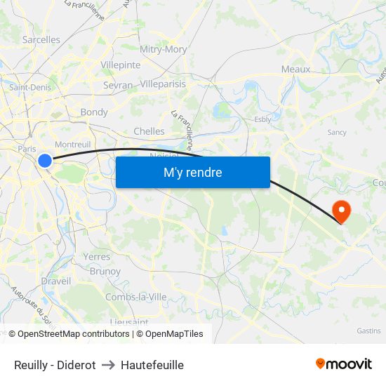 Reuilly - Diderot to Hautefeuille map