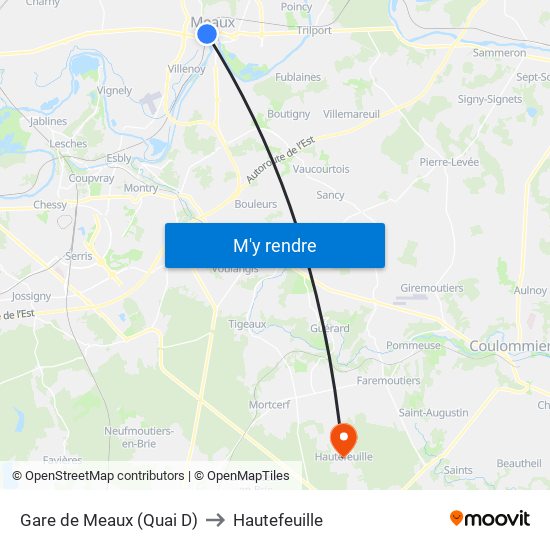 Gare de Meaux (Quai D) to Hautefeuille map