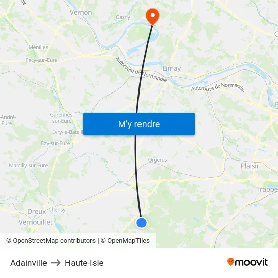 Adainville to Haute-Isle map