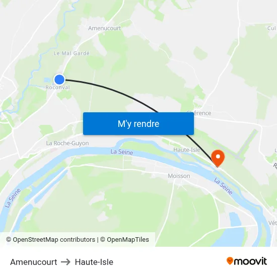 Amenucourt to Haute-Isle map