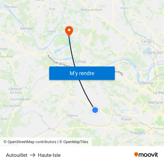 Autouillet to Haute-Isle map