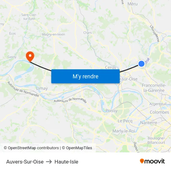 Auvers-Sur-Oise to Haute-Isle map
