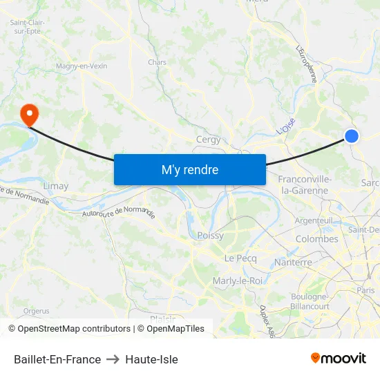 Baillet-En-France to Haute-Isle map