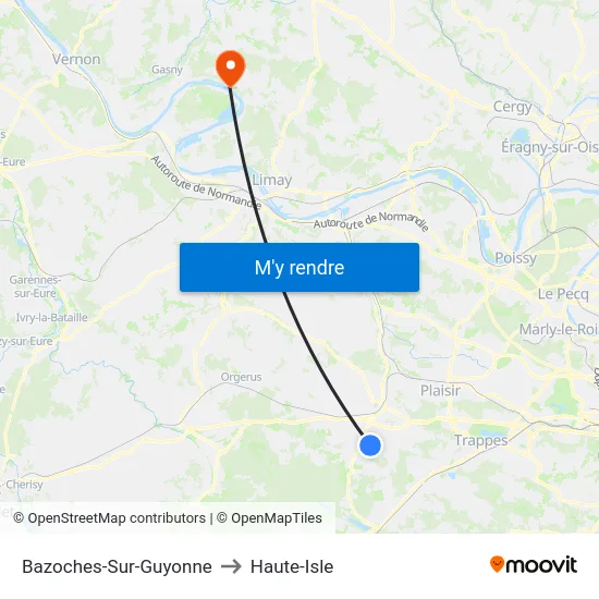 Bazoches-Sur-Guyonne to Haute-Isle map