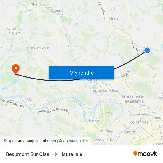Beaumont-Sur-Oise to Haute-Isle map