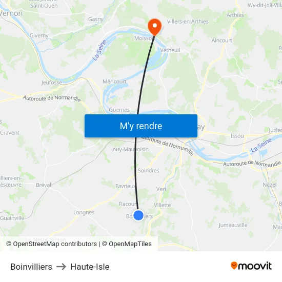 Boinvilliers to Haute-Isle map