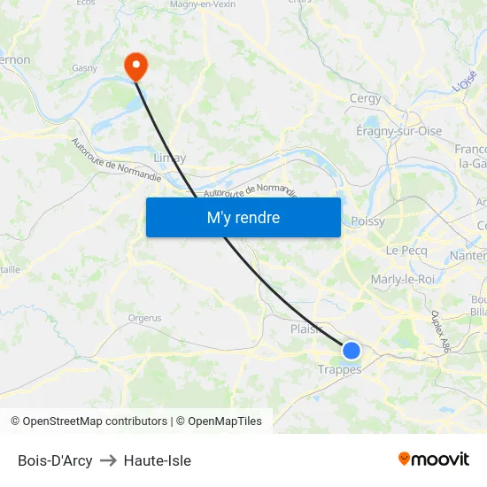 Bois-D'Arcy to Haute-Isle map