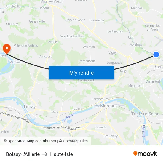 Boissy-L'Aillerie to Haute-Isle map