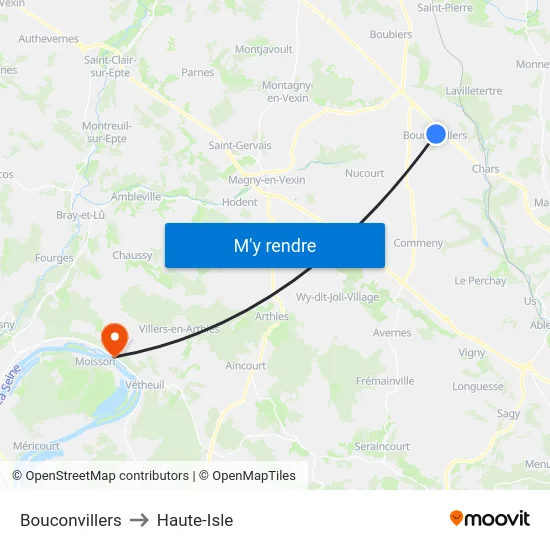 Bouconvillers to Haute-Isle map