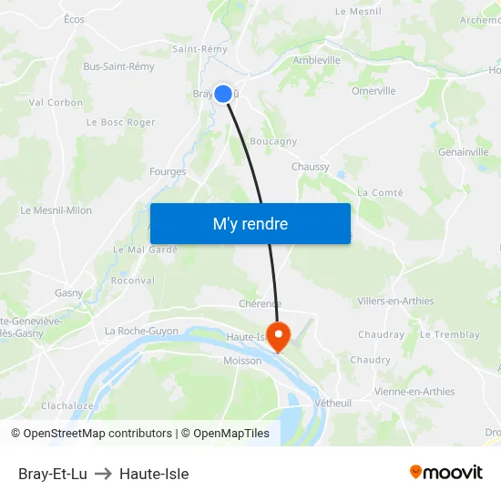 Bray-Et-Lu to Haute-Isle map