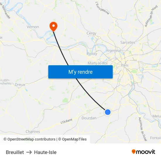 Breuillet to Haute-Isle map