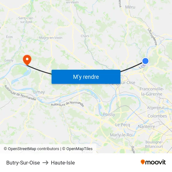 Butry-Sur-Oise to Haute-Isle map
