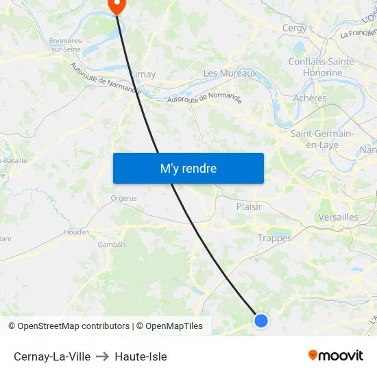 Cernay-La-Ville to Haute-Isle map