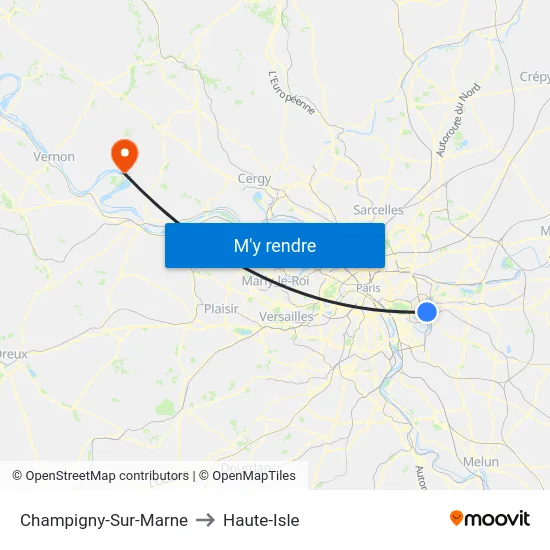 Champigny-Sur-Marne to Haute-Isle map