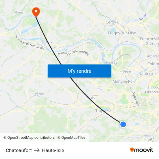 Chateaufort to Haute-Isle map