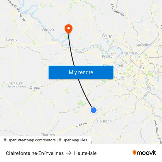 Clairefontaine-En-Yvelines to Haute-Isle map