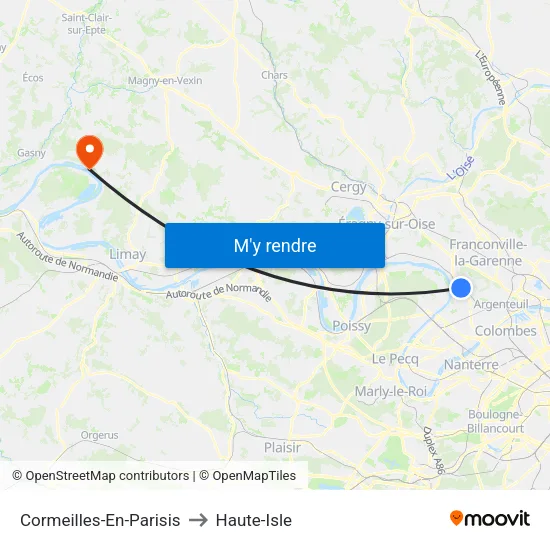 Cormeilles-En-Parisis to Haute-Isle map