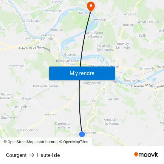 Courgent to Haute-Isle map