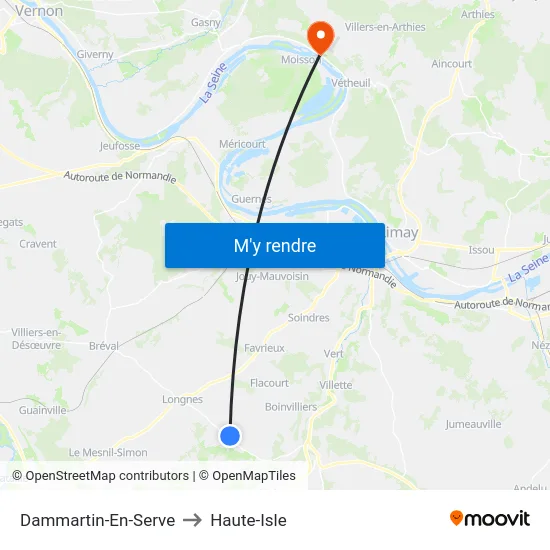 Dammartin-En-Serve to Haute-Isle map