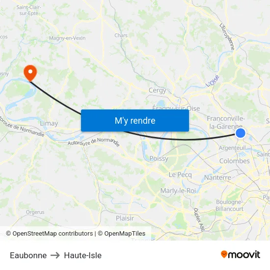 Eaubonne to Haute-Isle map