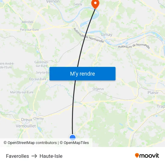 Faverolles to Haute-Isle map
