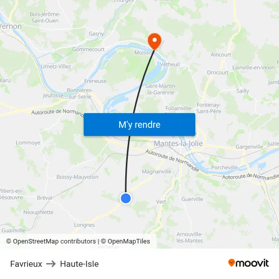 Favrieux to Haute-Isle map