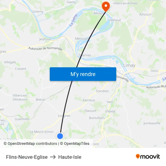 Flins-Neuve-Eglise to Haute-Isle map