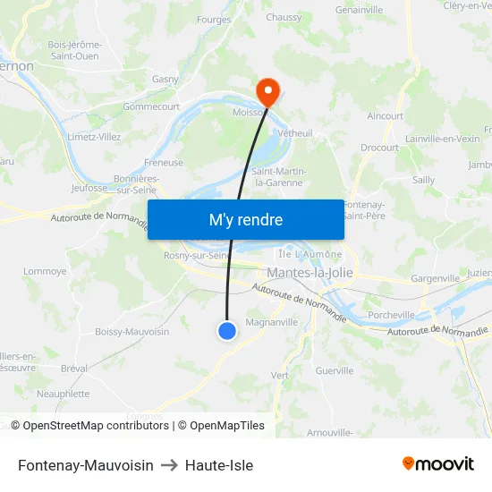 Fontenay-Mauvoisin to Haute-Isle map