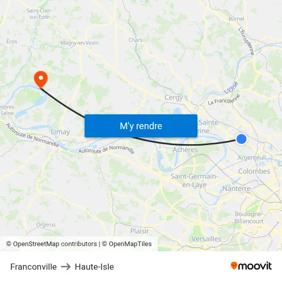 Franconville to Haute-Isle map