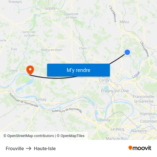 Frouville to Haute-Isle map