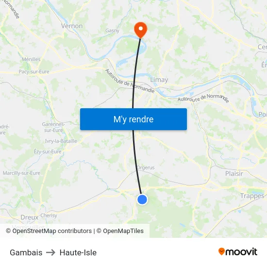 Gambais to Haute-Isle map