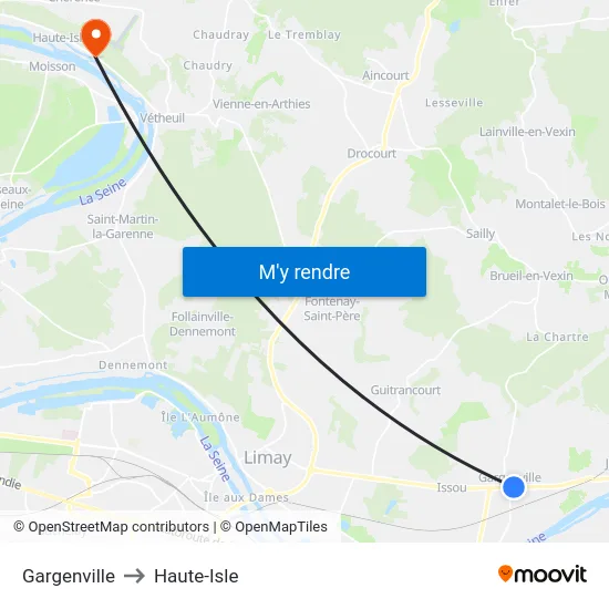 Gargenville to Haute-Isle map