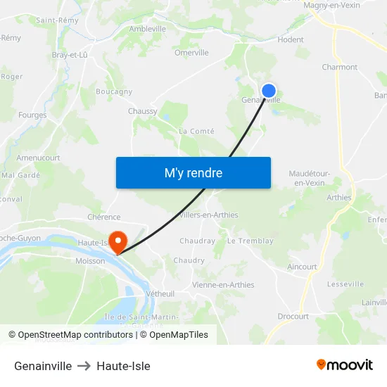 Genainville to Haute-Isle map