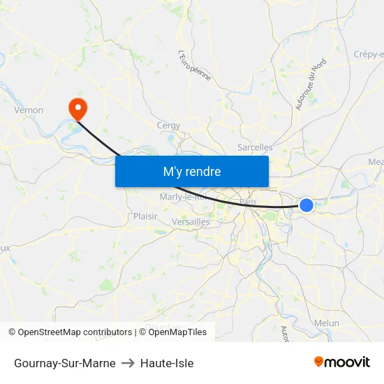 Gournay-Sur-Marne to Haute-Isle map