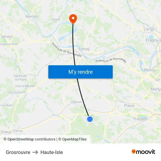 Grosrouvre to Haute-Isle map
