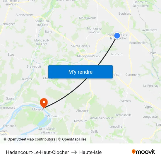 Hadancourt-Le-Haut-Clocher to Haute-Isle map