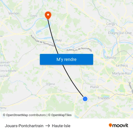 Jouars-Pontchartrain to Haute-Isle map