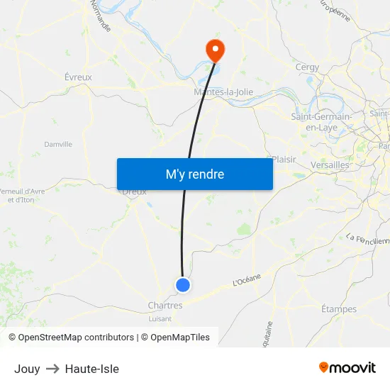 Jouy to Haute-Isle map