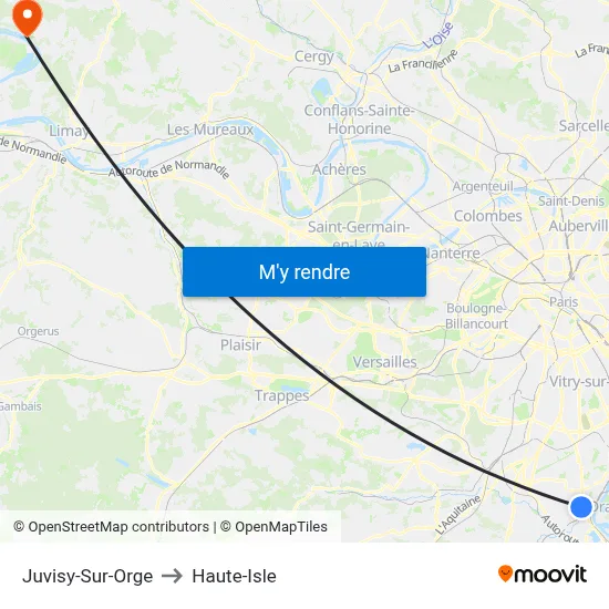 Juvisy-Sur-Orge to Haute-Isle map
